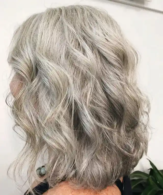 Medium Gray Hair with Curled Layers