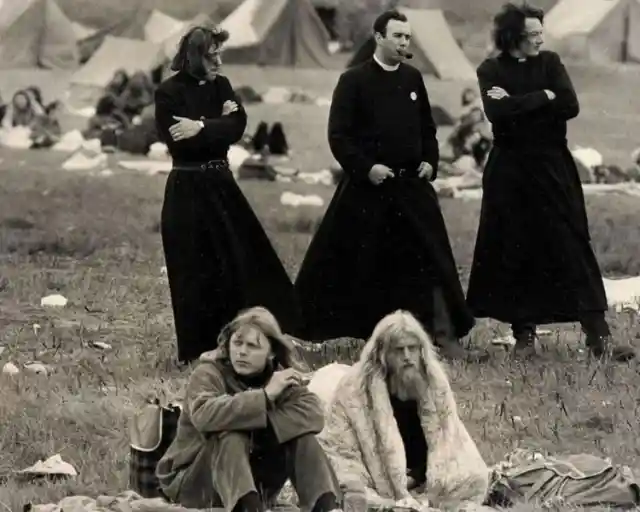 Priests Mingle With Hippies