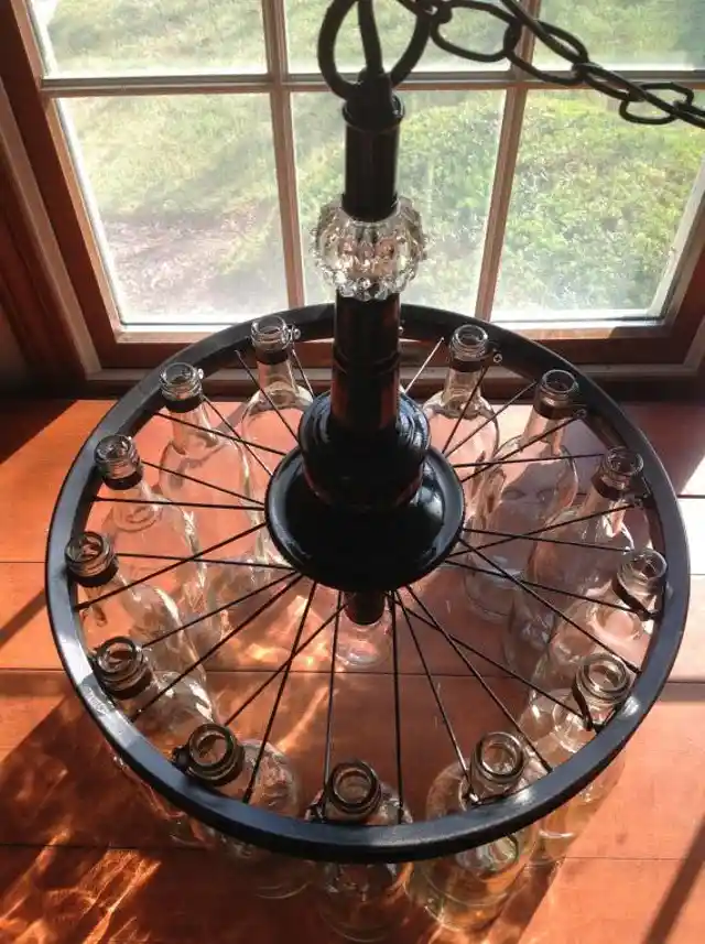 14. Bicycle Rim Chandelier