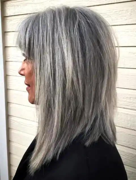 Mid-Length Soft Wavy Gray Hairstyle