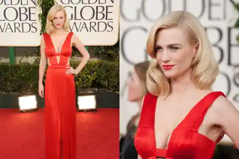 January Jones in Versace (2011 Golden Globes)