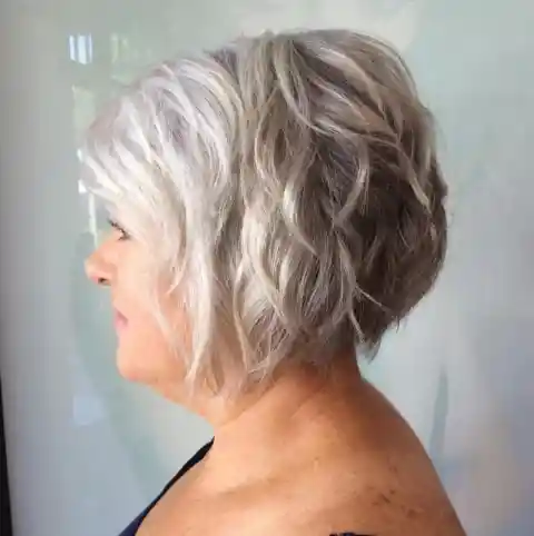 Short Layered Gray Bob for Older Women